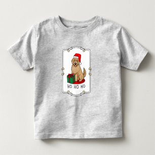 T-shirt Pour Les Tous Petits Noël Père Noël Goldendoodle (rouge or) Chien migno