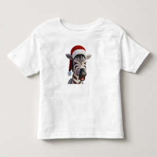 T-shirt Pour Les Tous Petits Noël Zebra drôle animal portant le chapeau du Père