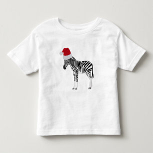 T-shirt Pour Les Tous Petits Noël Zebra Funny Animal avec Santa Hat