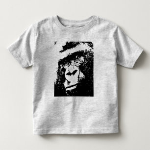 T-shirt Pour Les Tous Petits Noir et blanc Pop Art Visage de Gorilla