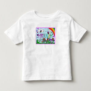 T-shirt Pour Les Tous Petits Nom de la fille Hannah Whimsical Flowers, Rainbow