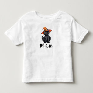 T-shirt Pour Les Tous Petits Nom personnalisé Mignon Chat noir effrayant Hallow