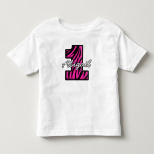 T-shirt Pour Les Tous Petits Nom personnalisé rose noir zèbre un an