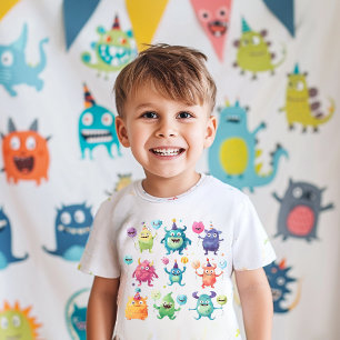 T-shirt Pour Les Tous Petits Notre petit monstre   Trois monstres colorés