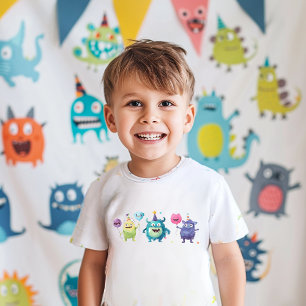 T-shirt Pour Les Tous Petits Notre petit monstre   Trois monstres colorés