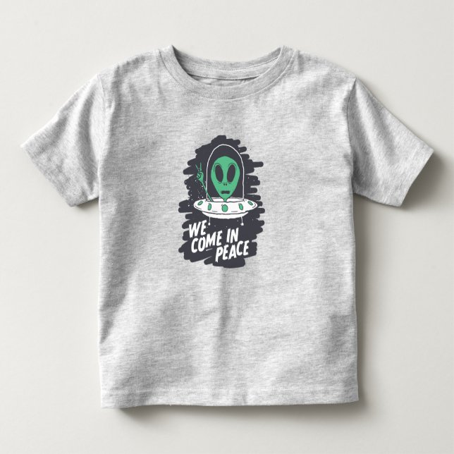T-shirt Pour Les Tous Petits Nous venons en Paix, Tee UFO (Devant)