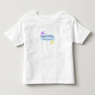 T-shirt Pour Les Tous Petits Nuages bleus pastel étoiles violet joyeux annivers