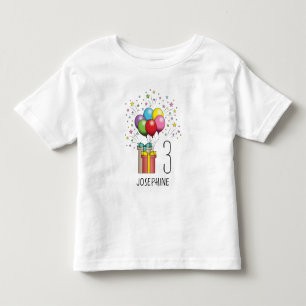 T-shirt Pour Les Tous Petits Numéro D'Âge D'Anniversaire Personnalisé, Balloons
