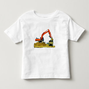 T-shirt Pour Les Tous Petits Orange Excavateur et Camion-Camion jaune