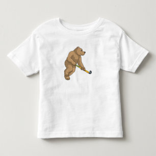 T-shirt Pour Les Tous Petits Ours au hockey avec chauve-souris de hockey