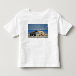 T-shirt Pour Les Tous Petits Ours brun, ours grizzly, jouer sur la plage,