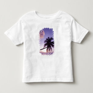 T-shirt Pour Les Tous Petits Palmier solitaire au coucher du soleil, plage de C
