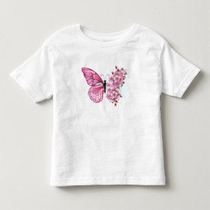 T-shirt Pour Les Tous Petits Papillon à fleurs avec Sakura rose