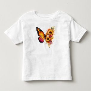 T-shirt Pour Les Tous Petits Papillon Aquarelle Tournesol PNG Dessin Floral