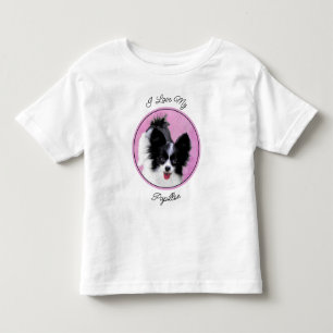 T-shirt Pour Les Tous Petits Papillon (blanc et noir) Peinture - Chien Art