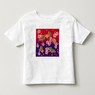 T-shirt Pour Les Tous Petits Papillons japonais au milieu des fleurs de Sakura