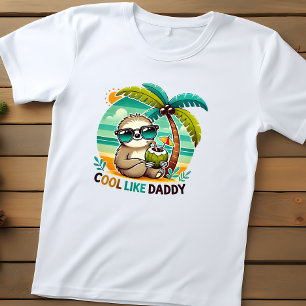 T-shirt Pour Les Tous Petits Paresseux Mignon Cool Comme Papa sous un Palmier