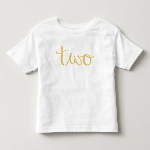 T-shirt Pour Les Tous Petits Parties scintillant Gold Faux Script 2e anniversai