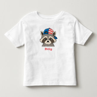 T-shirt Pour Les Tous Petits Patriote Raton Laveur Casquette Rouge Blanc Bleu N