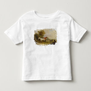 T-shirt Pour Les Tous Petits Pâturage de chevaux : Un étalon gris frôlant av
