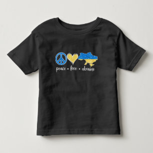 T-SHIRT POUR LES TOUS PETITS PEACE LOVE UKRAINE BLEU JAUNE