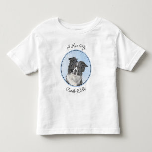 T-shirt Pour Les Tous Petits Peinture Collie Bordure - Joli art original chien