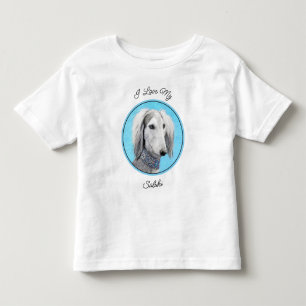 T-shirt Pour Les Tous Petits Peinture de Saluki (Argent) - Joli art original de