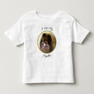 T-shirt Pour Les Tous Petits Peinture Poméranienne Noir et Tan Art Chien origin