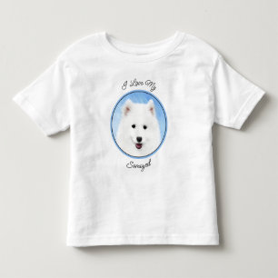 T-shirt Pour Les Tous Petits Peinture Samoyed Puppy - Jolie Art Original Chien