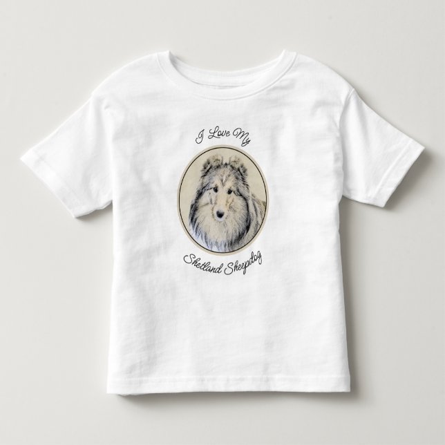 T-shirt Pour Les Tous Petits Peinture Shetland Sheepdog - Jolie art original ch (Devant)