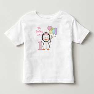 T-shirt Pour Les Tous Petits Penguin Cutie - Première Fille Anniversaire