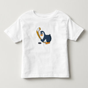 T-shirt Pour Les Tous Petits Penguin Hockey sur glace bâton de hockey sur glace