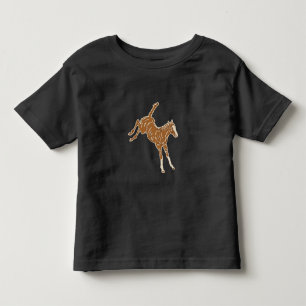 T-shirt Pour Les Tous Petits Petit Cheval Brown - sur rose saumon.
