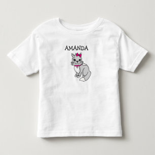 T-shirt Pour Les Tous Petits Petit Kitten gris de fille personnalisée avec Bow 