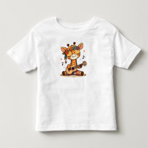 T-shirt Pour Les Tous Petits Petite Girafe Jouant de la Guitare
