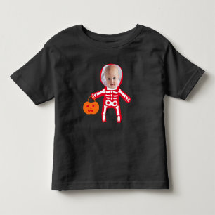 T-shirt Pour Les Tous Petits Photo personnalisée Halloween squelette astuce ou