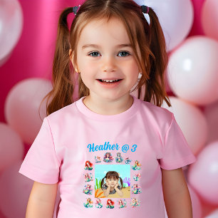 T-shirt Pour Les Tous Petits Photo personnalisée Mermaids Thème Fille Rose Anni