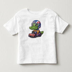 T-shirt Pour Les Tous Petits Pilote de voiture de course éléphant bébé mignon