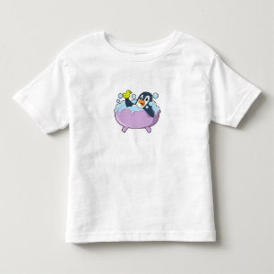 T-shirt Pour Les Tous Petits Pingouin dans la baignoire avec canard