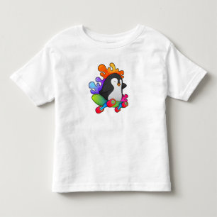 T-shirt Pour Les Tous Petits Pingouin en patinage avec skateboard