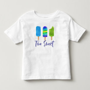 T-shirt Pour Les Tous Petits Pop Two Sweet 2e anniversaire bleu vert