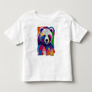 T-shirt Pour Les Tous Petits Portrait d'ours coloré