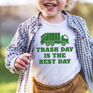 T-shirt Pour Les Tous Petits Poubelle Camion Poubelle Verte Drôle Anniversaire