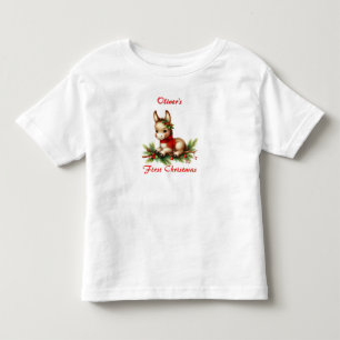 T-shirt Pour Les Tous Petits Premier âne mou de Noël à l'Écharpe rouge