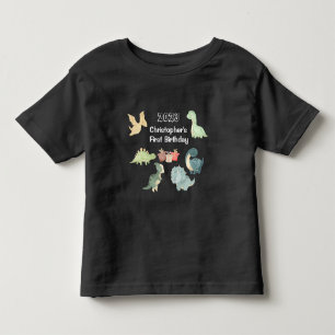 T-shirt Pour Les Tous Petits Premier anniversaire aquarelle dinosaure mignon no
