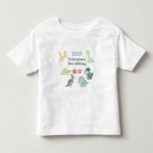 T-shirt Pour Les Tous Petits Premier anniversaire bébé mignon dinosaure aquarel