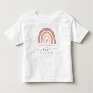 T-shirt Pour Les Tous Petits Premier anniversaire du Pastel Pink Rainbow Boho