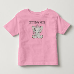 T-shirt Pour Les Tous Petits Princesse Rose Eléphant Enfant Fille d'anniversair