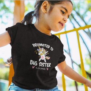 T-shirt Pour Les Tous Petits Promu à Big Sister Dancing Unicorn avec date