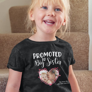 T-shirt Pour Les Tous Petits Promu au coeur frère et soeur Big Photo & Noms